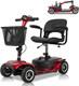 Scooter Électrique Fauteuil Roulant 4 Roues Pliable Scooter Électrique Pour Adultes Rouge