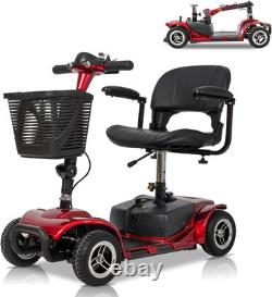 Scooter Électrique Fauteuil Roulant 4 Roues Pliable Scooter Électrique pour Adultes Rouge