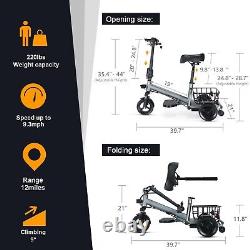 Scooter de mobilité à 3 roues alimenté par électricité, dispositif de fauteuil roulant mobile pour adultes