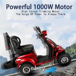 Scooter de mobilité à 4 roues Chaise roulante électrique à moteur 1000W Dispositif lourd rouge