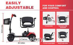 Scooter de mobilité à 4 roues Chaise roulante motorisée Dispositif électrique Scooter compact Rouge