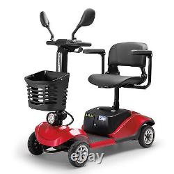 Scooter de mobilité à 4 roues Fauteuil roulant électrique pour adulte senior Protection anti-pente Rouge