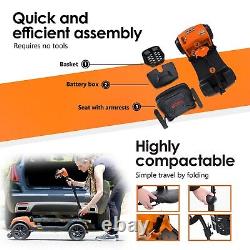Scooter de mobilité à 4 roues Fauteuil roulant motorisé Dispositif électrique Compact Nouveau Orange
