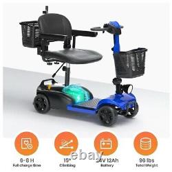 Scooter de mobilité à 4 roues SACVON avec support de canne, fauteuil roulant électrique pliable