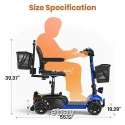 Scooter de mobilité à 4 roues SACVON avec support de canne, fauteuil roulant électrique pliable