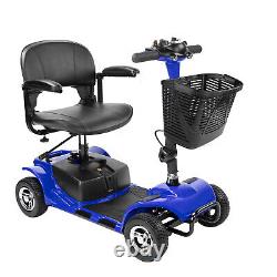 Scooter de mobilité à 4 roues, fauteuil roulant électrique compact avec dispositif électrique et lumière LED.