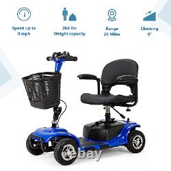 Scooter de mobilité à 4 roues, fauteuil roulant électrique compact avec dispositif électrique et lumière LED.