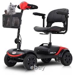 Scooter de mobilité à 4 roues, fauteuil roulant électrique, dispositif compact de voyage rouge