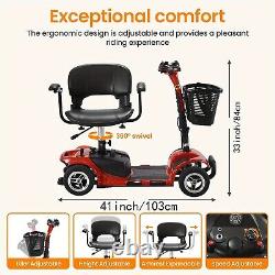 Scooter de mobilité à 4 roues, fauteuil roulant électrique pliant pour voyages