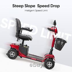 Scooter de mobilité à 4 roues, fauteuil roulant motorisé compact avec miroir, neuf.