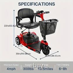 Scooter de mobilité électrique à 3 roues, fauteuil roulant électrique pliable.