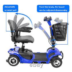 Scooter de mobilité électrique à 4 roues, fauteuil roulant motorisé pour voyager avec une charge lourde, éclairage LCD