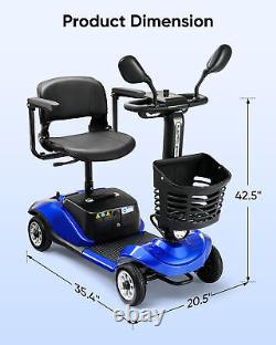 Scooter de mobilité électrique à 4 roues pour personnes âgées Fauteuil roulant pour adultes avec lumières miroir