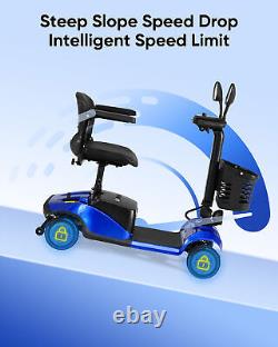 Scooter de mobilité électrique à 4 roues pour personnes âgées avec lumières pliables