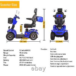 Scooter de mobilité électrique à quatre roues de 500W, 48V 20AH pour les seniors et les adultes en fauteuil roulant.