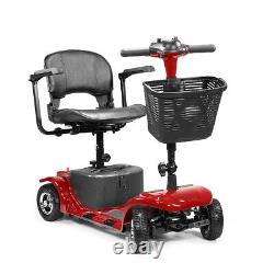 Scooter de mobilité électrique pliable à 4 roues, fauteuil roulant motorisé avec moteur de 180W, rouge