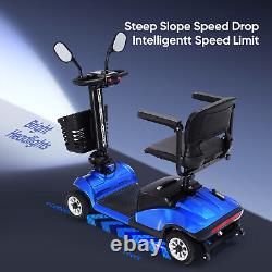 Scooter de mobilité pliable à 4 roues avec chaise électrique à grande autonomie pour personnes âgées.