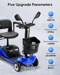 Scooter de mobilité pliable à 4 roues avec chaise électrique à grande autonomie pour personnes âgées.