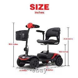 Scooter de mobilité pliable à 4 roues, chaise roulante électrique légère rouge