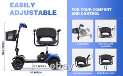 Scooter électrique à 4 roues pour la mobilité motorisée, fauteuil roulant de voyage facile pour les seniors