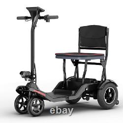 Scooter électrique pliable à 4 roues avec fauteuil roulant pour les personnes âgées, 3 vitesses, charge maximale de 265 livres.