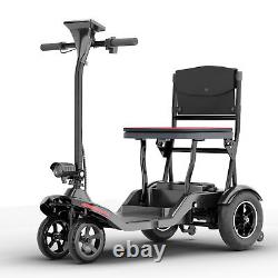 Scooter électrique pliable à 4 roues avec fauteuil roulant pour les personnes âgées, 3 vitesses, charge maximale de 265 livres.