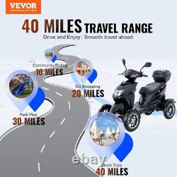 Scooters de mobilité lourds 4 roues VEVOR 40 miles 3 vitesses 500W 450lbs de capacité